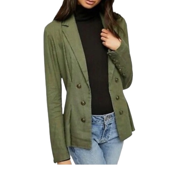 Free People Jackets & Blazers - Free People Linen Blend Lightweight Military Blazer